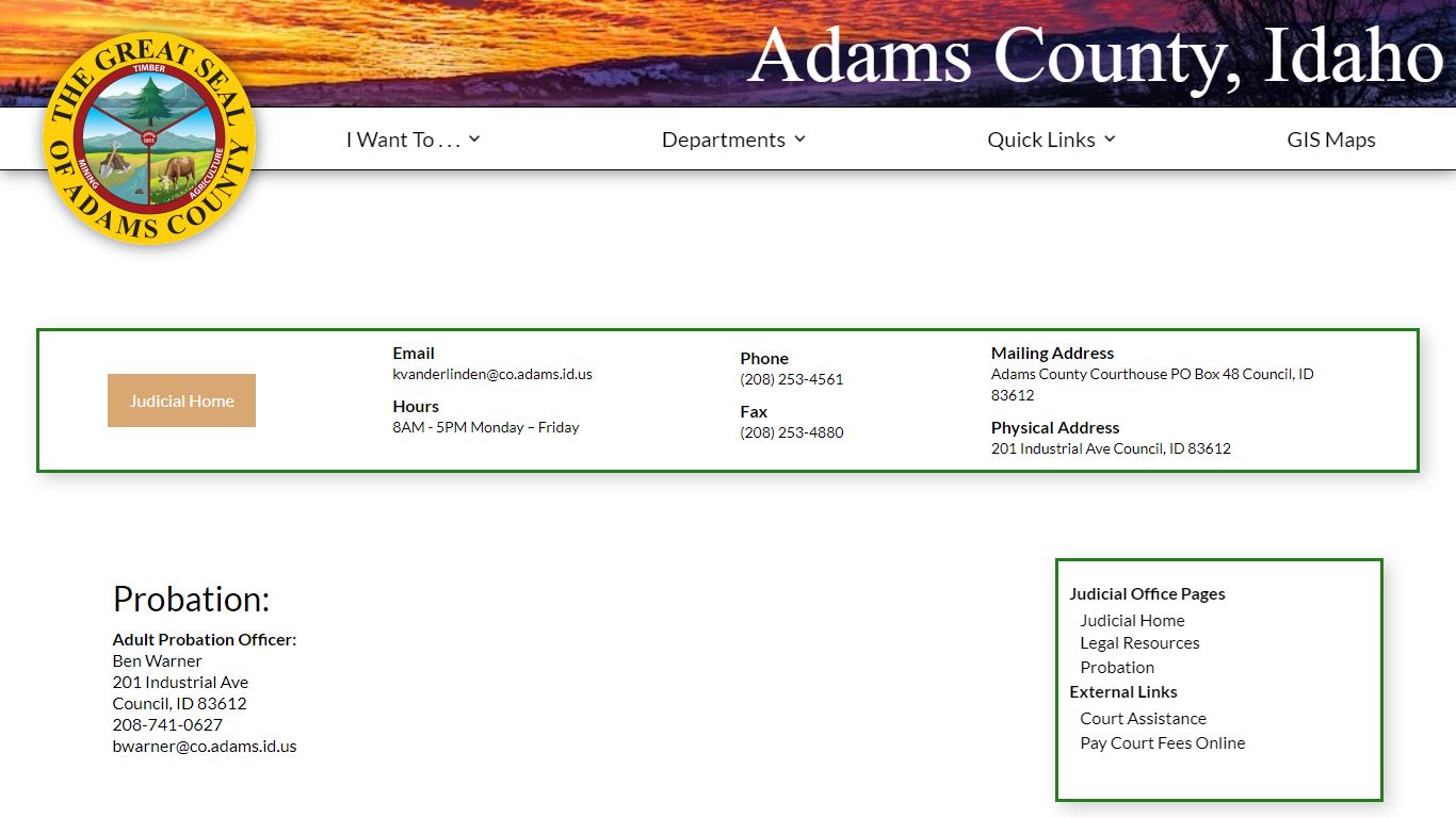 Probation Officer | Adams County, Idaho